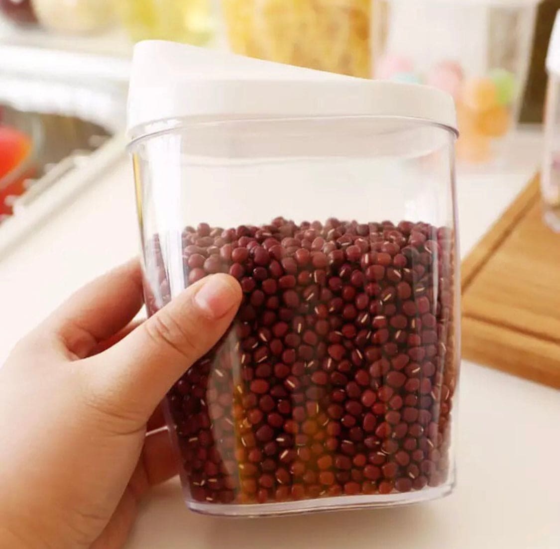 Set Of 5 Food Grade Plastic Food Sealed Cans, Cereal Containers Storage Set, Transparent Food Stuff Canister Keep Fresh Jar Set Set Of 5 Food Grade Plastic Food Sealed Cans, Cereal Containers Storage Set, Transparent Food Stuff Canister Keep Fresh Jar Set